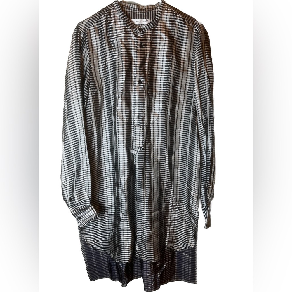 Palmer Harding Silver Metallic/ Black Striped Tunic Dress Size L